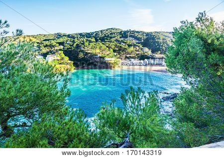 Spain. Costa Brava. La Sera. The Picturesque Promenade Along The Sea.