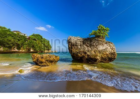Padang Padang Beach in Bali Indonesia - nature vacation background