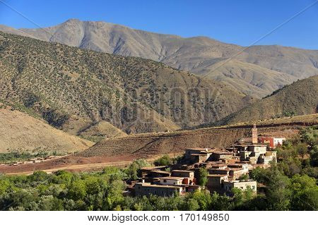 Moroccan village in the Atlas mountains, Morocco, Africa
