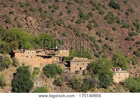 Moroccan village in the Atlas mountains, Morocco, Africa