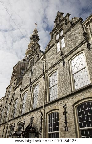 front of the old gothic town hall Zierikzee the Netherlands