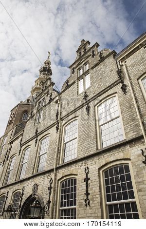 front of the old gothic town hall Zierikzee the Netherlands