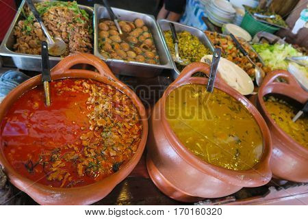 soup curry and hot meals in bowls