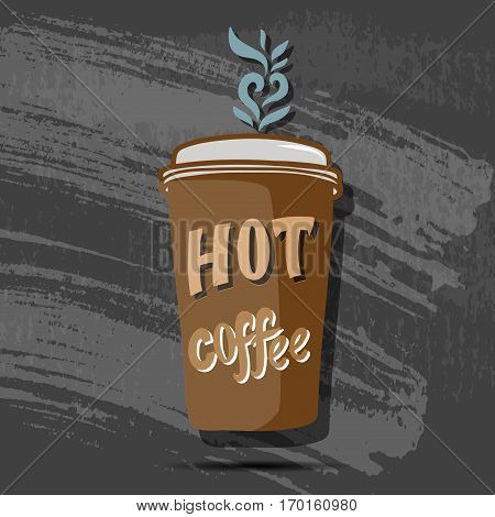 Cartoon coffee cup. Take away coffee. Happy cup of coffee. Vector flat cartoon illustration EPS