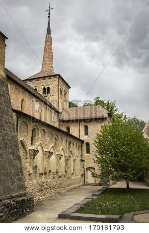 mountain village of Romainmôtier-Envy with clunic abbey - Switzerland