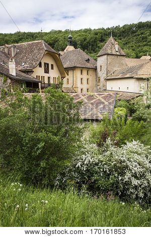 General vieuw of the mountain village of Romainmotier-Envy - Switzerland