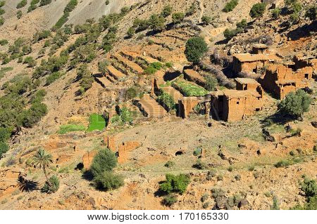 Moroccan village in the High Atlas mountains, Morocco, Africa