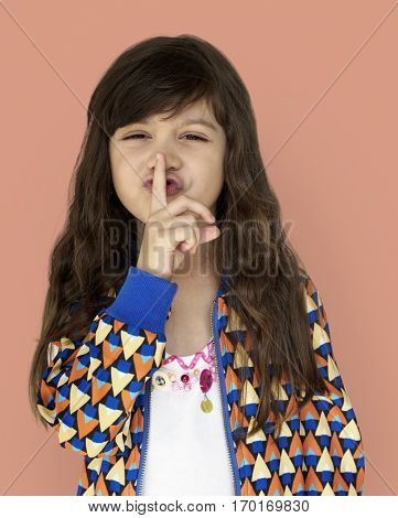 Little Girl Smiling Happiness Quiet Shut Up Secret Shh Portrait