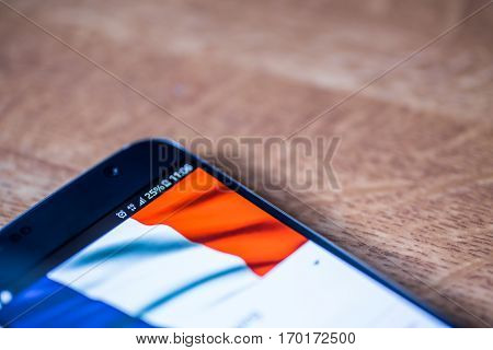 Smartphone With 25 Percent Charge And France Flag