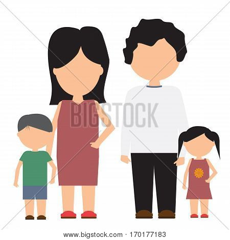 Happy family vector icon with flat and solid color design. Family portrait with minimalism style.