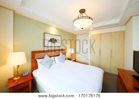 SEOUL - NOV 2, 2015: Cozy and clean bedroom in hotel Fraser Insadong