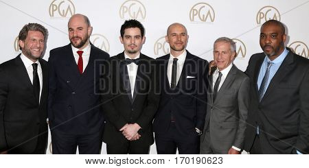 LOS ANGELES - JAN 28:  Gary Gilbert, Jordan Horowitz, Damien Chazelle, Fred Berger, Marc Platt, Kenya Barris at the 2017 PGA Awards at Beverly Hilton Hotel on January 28, 2017 in Beverly Hills, CA