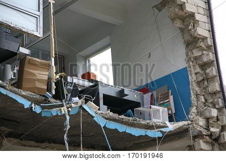 Room Sections In The Half-destroyed Building