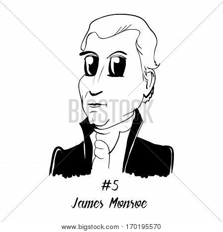 Cartoon Caricature Character Historical Portrait US Presidents Comic Emoticon - James Monroe