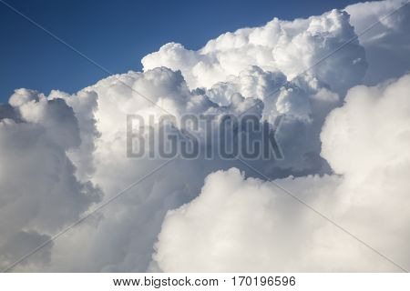 close up on white fluffy storm clouds