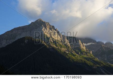 alpine landscape in summer Alps mountain massif Cantons Vaud and Valais Swiss Alps, Switzerland