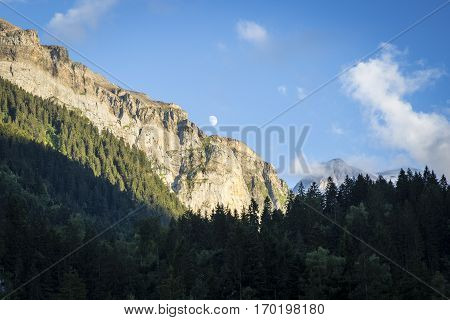 alpine landscape in summer Alps mountain massif Cantons Vaud and Valais Swiss Alps, Switzerland