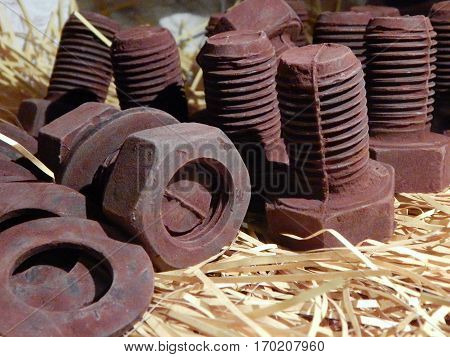 Chocolate products made in the shape of antique details