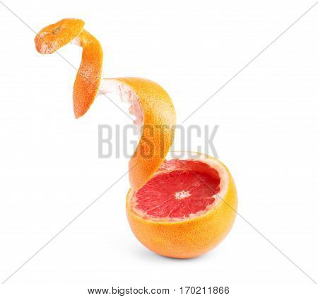 Grapefruit citrus fruit with half isolated on white with clipping path
