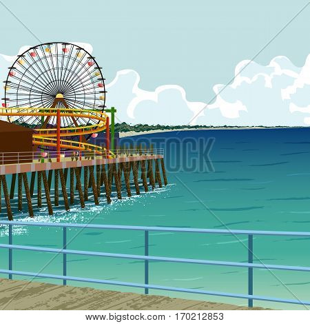 Amusement park on the pier in Santa Monica