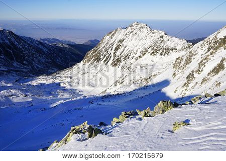 Winter landscape in National Park Retezat, Romania, Europe