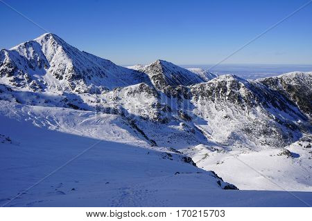 Winter landscape in National Park Retezat, Romania, Europe