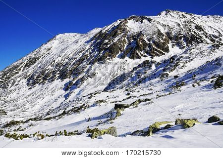Winter landscape in National Park Retezat, Romania, Europe