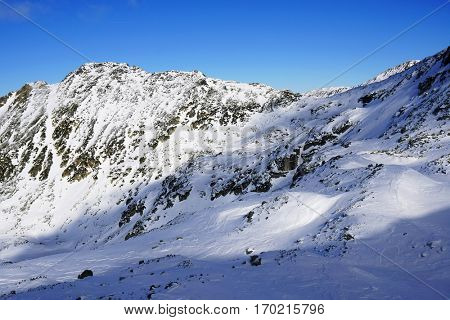 Winter landscape in National Park Retezat, Romania, Europe