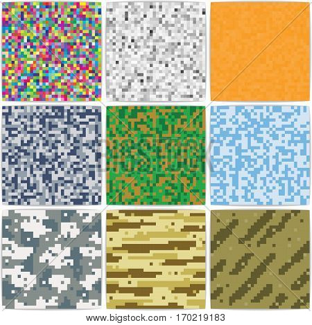 Pixel background camouflage Duotone. Retro vector background.