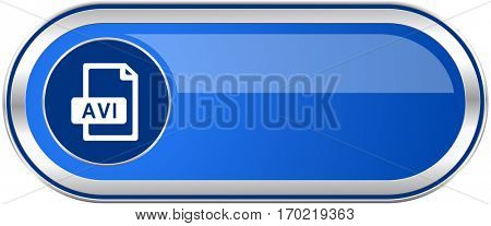 Avi file long blue web and mobile apps banner isolated on white background. 