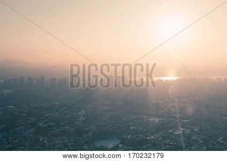 Seoul, South Korea Cityscape View In Winter