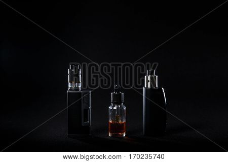 Electronic cigarette for vaping on a black background