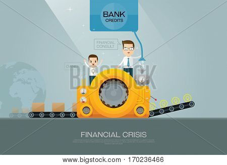 bank financial advisor and customer on factory vector