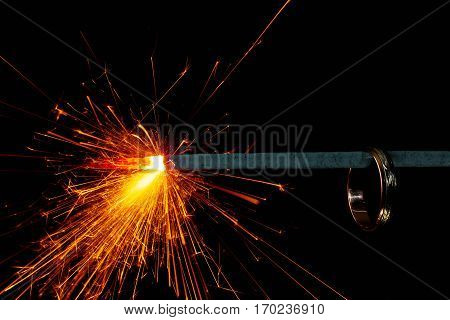 The ring hangs on a Sparkler. in stoke