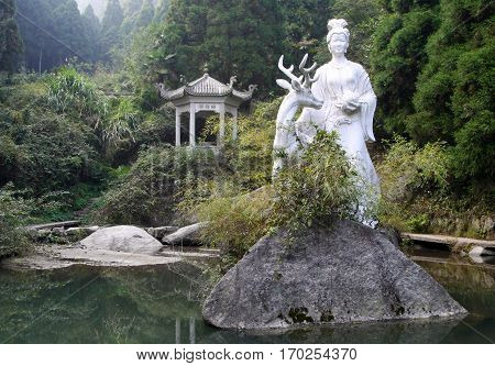 Statue of Magu (symbolic protector of females in Chinese mythology) Heng mountains China