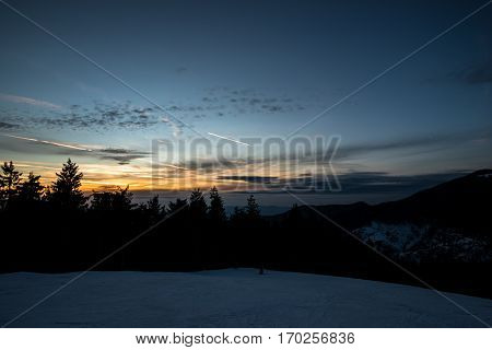 Amazing winter and snow  in the forest  mountains