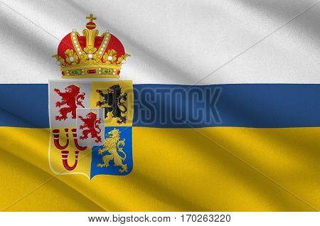 Flag of Limburg is the southernmost of the 12 provinces of the Netherlands. 3d illustration