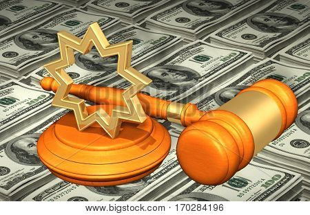 Baha'i Law Gavel Concept 3D Illustration