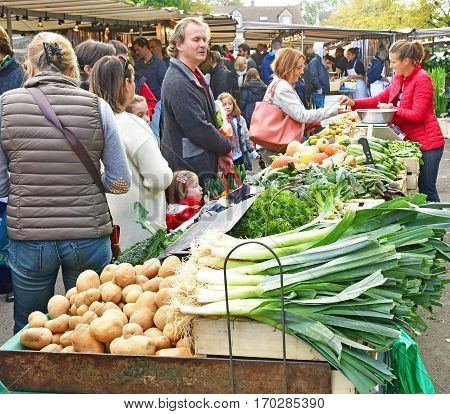 Verneuil sur Seine; France - october 16 2016 : fruit and vegetable at the market in automn