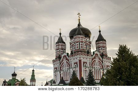 beautiful area Orthodox St. Panteleimon Cathedral Feofania Park - one of the most beautiful places in Kiev (in the southern part of the capital of Ukraine).