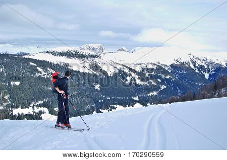 Skitouring On  Ofenspitze, Lesachtal Near Obertilliach. Austria