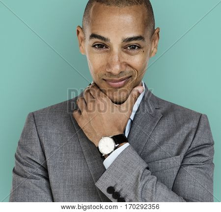 African Descent Business Man Smirk Concept