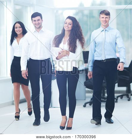 successful professional business team together and moving forwar