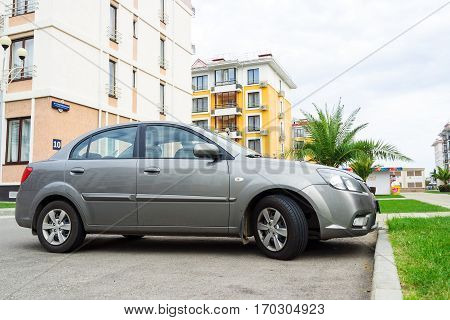Sochi, Russia - October 11, 2016: Kia Rio parked on the street of Sochi City.