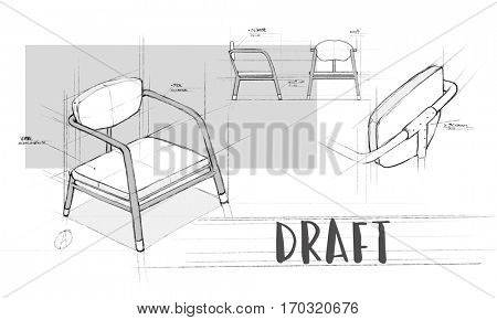 Armchair furniture sketch plan draft