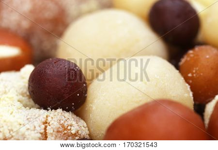 Close up of some popular Bangladeshi sweetmeats