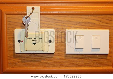 electronic key for security electrical system inside room.