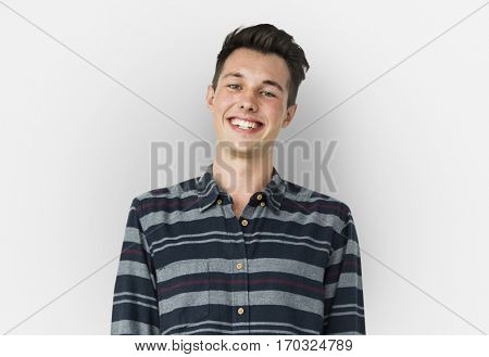 Portrait of Young Adult Caucasian Man Smiling Isolated