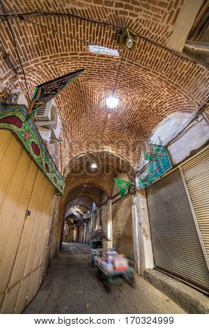 Tabriz, Iran - December 4, 2015: Old Bazaar of Tabriz, Iran. This place was inscribed as World Heritage Site