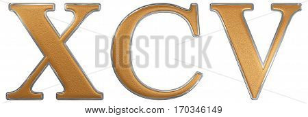 Roman Numeral Xcv, Quinque Et Nonaginta, 95, Ninety Five, Isolated On White Background, 3D Render